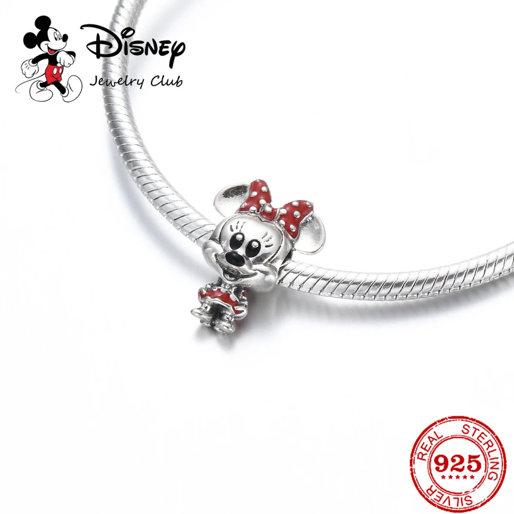 New 925 Sterling Silver Miniso Mickey Minnie Vinnie Charm of ley 925 Chain Beaded Fit Original Bracelet Bangle DIY Lady Jewelry
