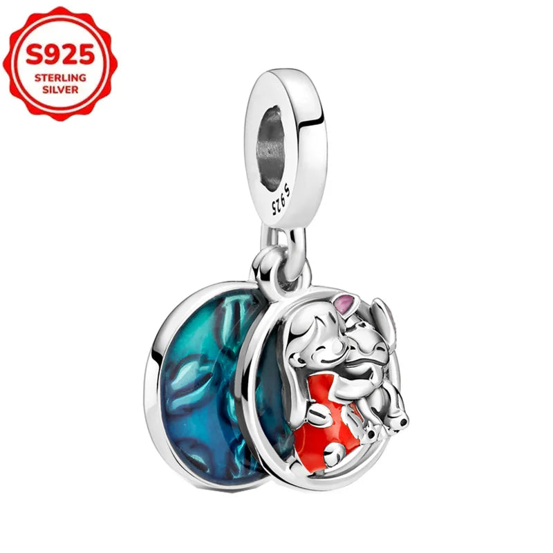 DISNEYS 925 Sterling Silver Halloween Stitch Dumbo Princess Charms Bead For Women Original 925 Bracelet DIY Jewelry Pendant Gift