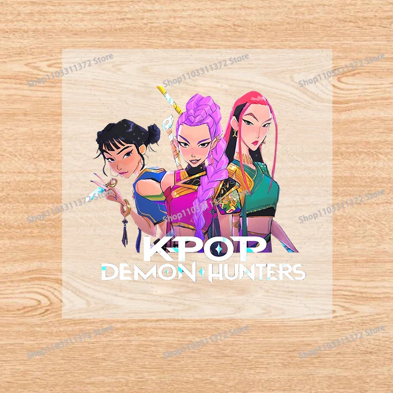 Move K-Pop Demon Hunters Iron on Patches Cute Cartoon Handbag Clothing Decals Fashion Heat Transfer Stickers Kawaii DIY Clothes