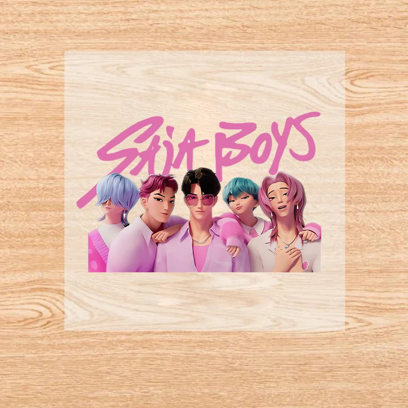 Move K-Pop Demon Hunters Iron on Patches Cute Cartoon Handbag Clothing Decals Fashion Heat Transfer Stickers Kawaii DIY Clothes