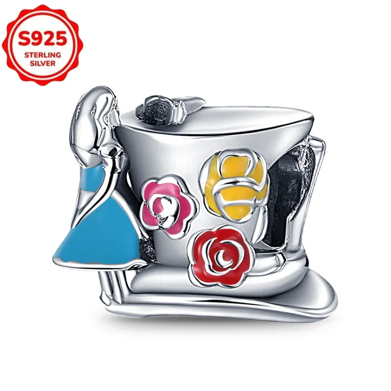 DISNEYS 925 Sterling Silver Halloween Stitch Dumbo Princess Charms Bead For Women Original 925 Bracelet DIY Jewelry Pendant Gift