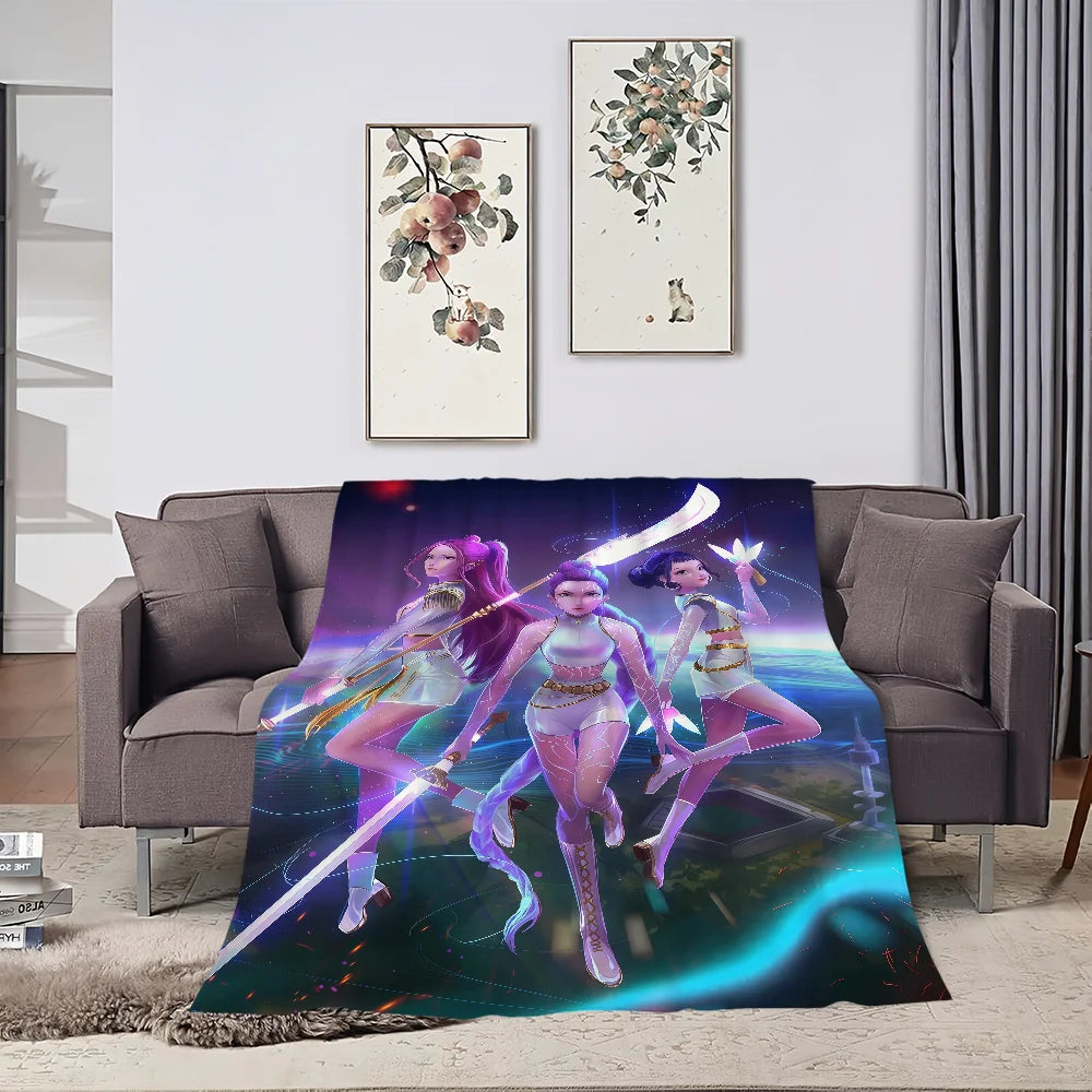 Blanket KPop warm soft Demon plush blanket for sofa living room office bedroom travel Hunters gift Flannel