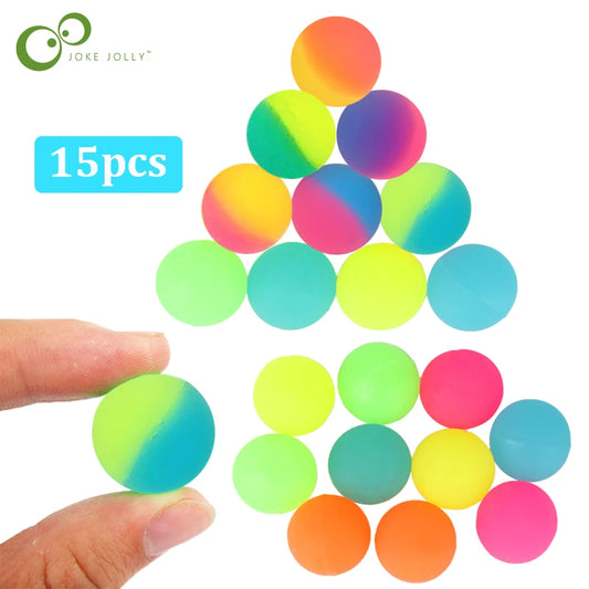 15Pcs/lot High Bounce Toy Balls Kids Gift Party Favor Decoration Kids Bouncing Ball Pattern Soild Color Two-color Bounce Ball