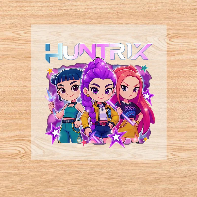 Move K-Pop Demon Hunters Iron on Patches Cute Cartoon Handbag Clothing Decals Fashion Heat Transfer Stickers Kawaii DIY Clothes