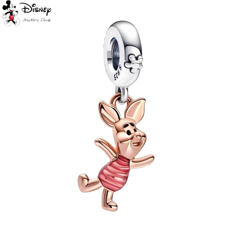 MINISO NEW DIY Fine Making Winnie the Pooh Animated Series Dangle Charm Bead Fit Original Silver 925 Bracelet Women Jewelry Gift