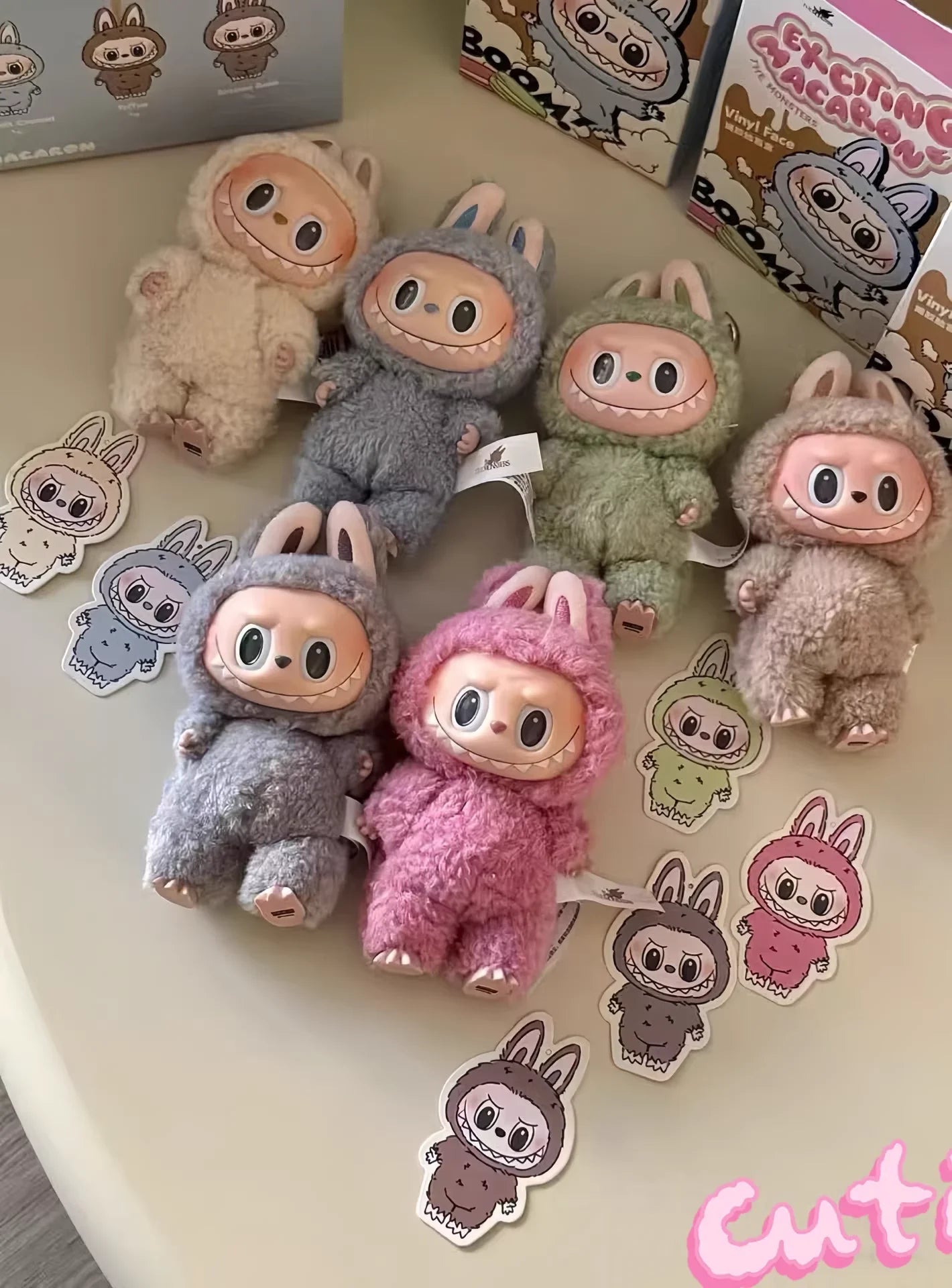 Cute LABUBU Plush Keychain Blind Box from Tasty Macarons Series by POP MART Soft Stuffed Animal Doll for Collectors Random