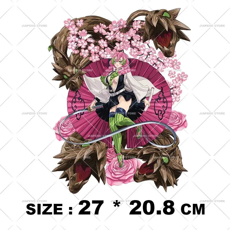 Demon Slayer 3 T shirts Stickers Nezuko Zenitsu Hot Anime Iron on Patches Heat Transfers Vinyl For Clothes Cool Tanjirou Printed