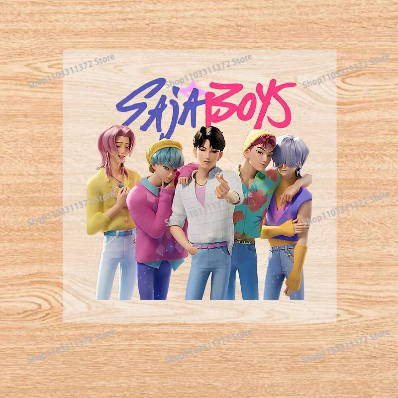 Move K-Pop Demon Hunters Iron on Patches Cute Cartoon Handbag Clothing Decals Fashion Heat Transfer Stickers Kawaii DIY Clothes