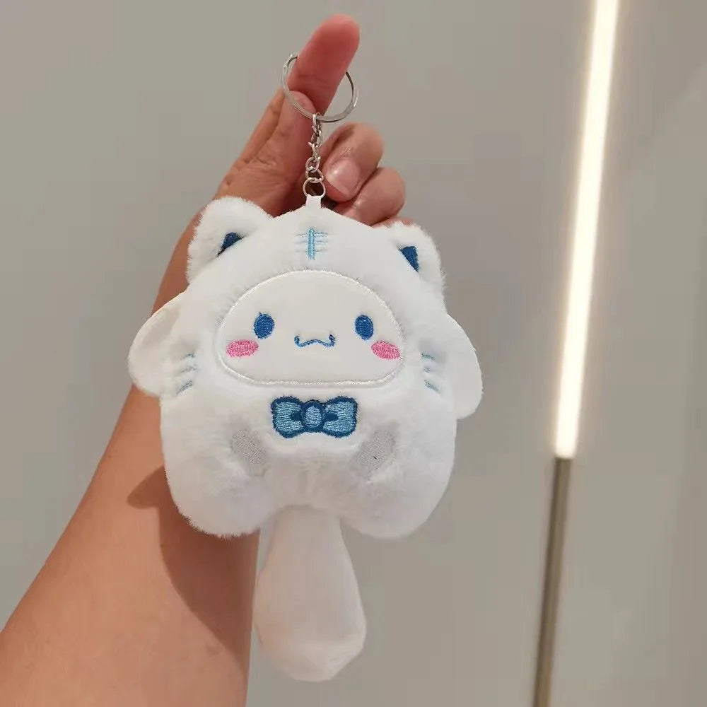 Sanrio Plush Keychain Hello Kitty MyMelody Kuromi Cinnamoroll Cartoon Animal Stuffed School Bag Pendant Backpack Decoration Doll