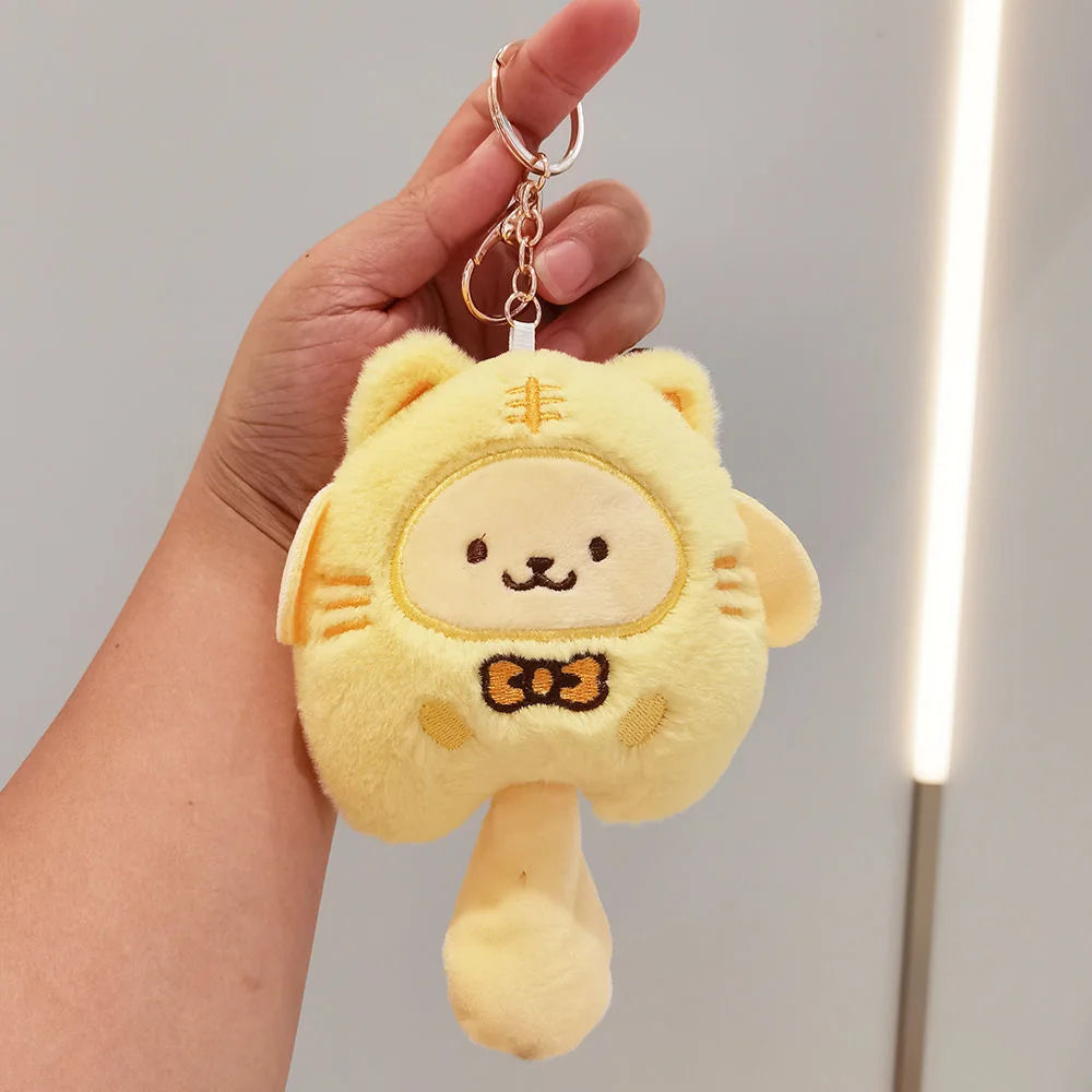 Sanrio Plush Keychain Hello Kitty MyMelody Kuromi Cinnamoroll Cartoon Animal Stuffed School Bag Pendant Backpack Decoration Doll