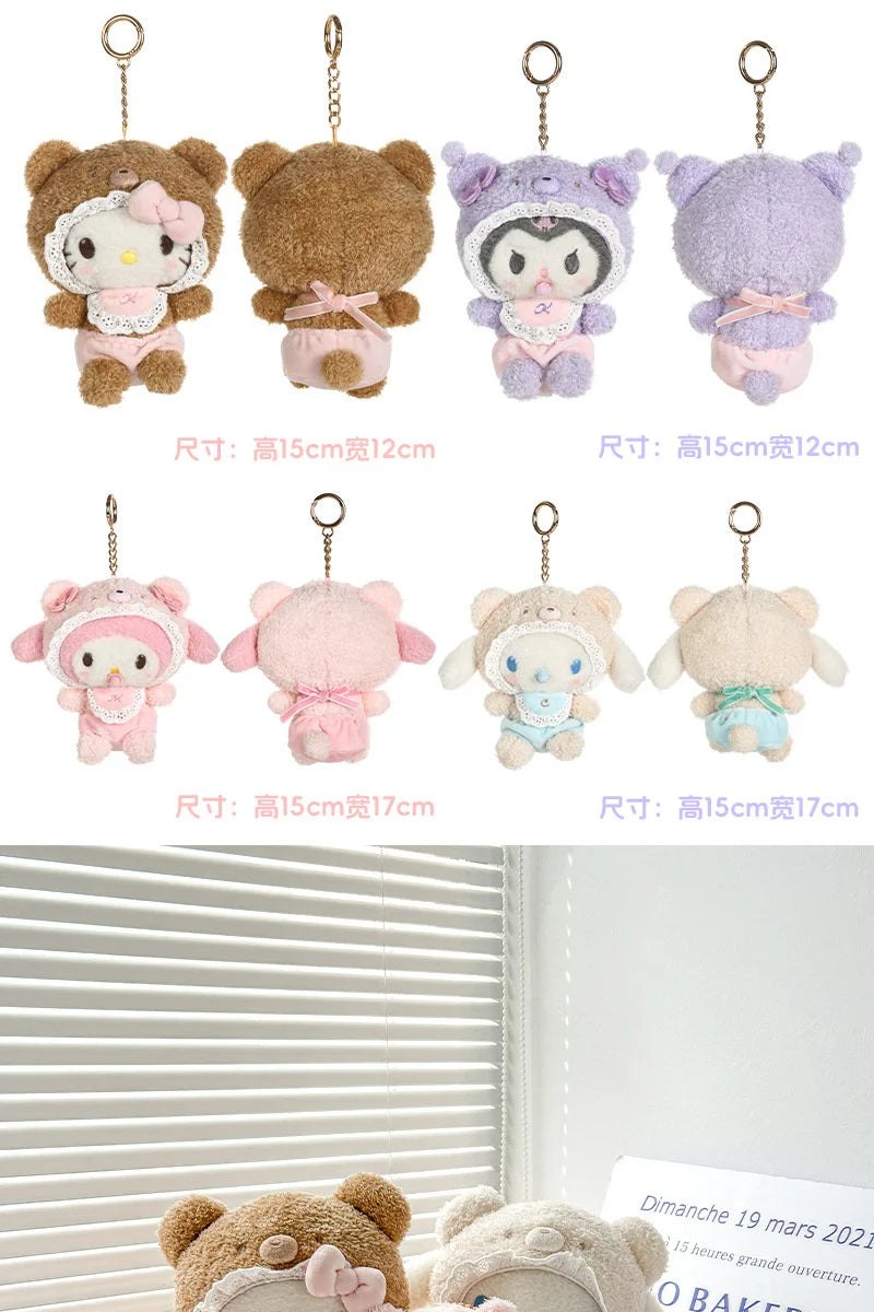 Kawaii Sanrio Hello Kitty My Melody Cinnamoroll 15Cm Plush Doll Pendant Baby Series Keychain Bag Pendant 20Cm Doll Birthday Gift