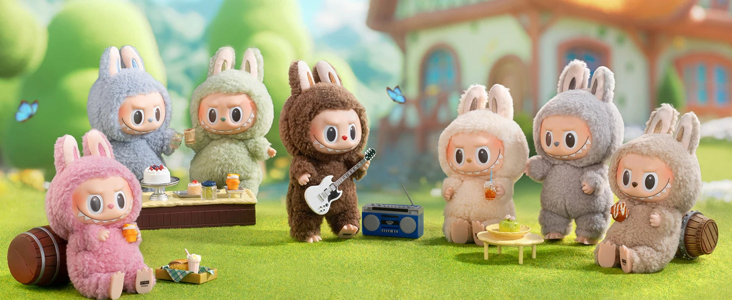 Cute LABUBU Plush Keychain Blind Box from Tasty Macarons Series by POP MART Soft Stuffed Animal Doll for Collectors Random