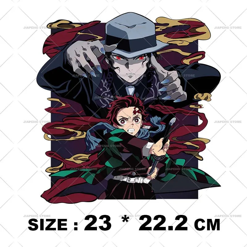 Demon Slayer 3 T shirts Stickers Nezuko Zenitsu Hot Anime Iron on Patches Heat Transfers Vinyl For Clothes Cool Tanjirou Printed