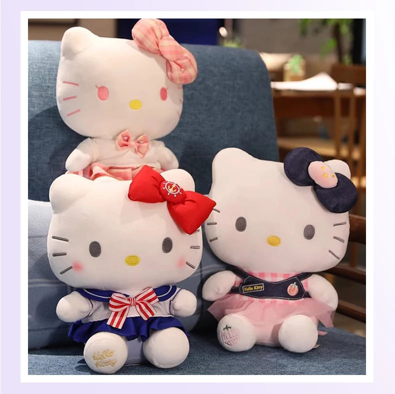 Sanrio Hello Kitty Anime Kuromi Melody Cartoon Cute Plush Stuffed Toys Soft Pillow Plushies Keyring Doll Birthday Gifts For Girl