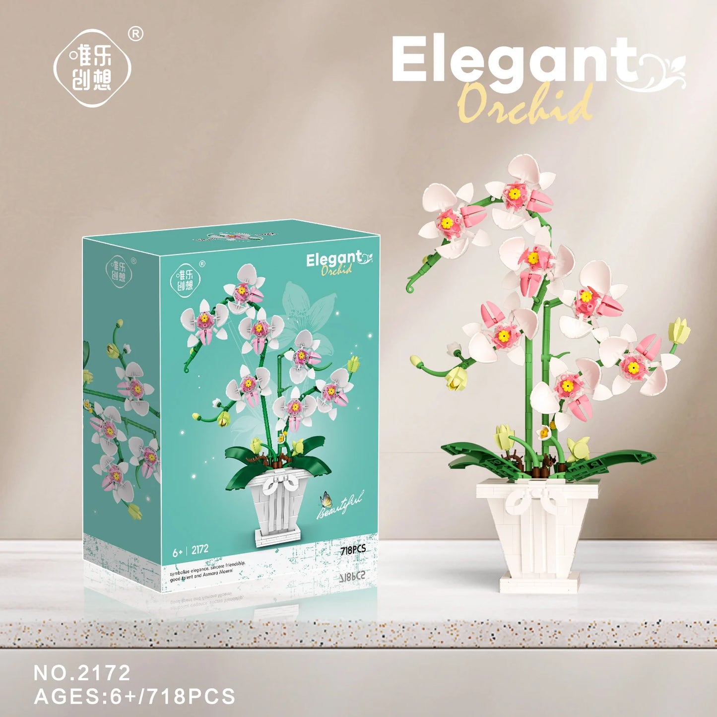 Building Blocks Orchid Flowers Bouquet Flower Blocks Bonsai Plant Model Bricks Romantic DIY Home Decoration Toy for Kids Gift