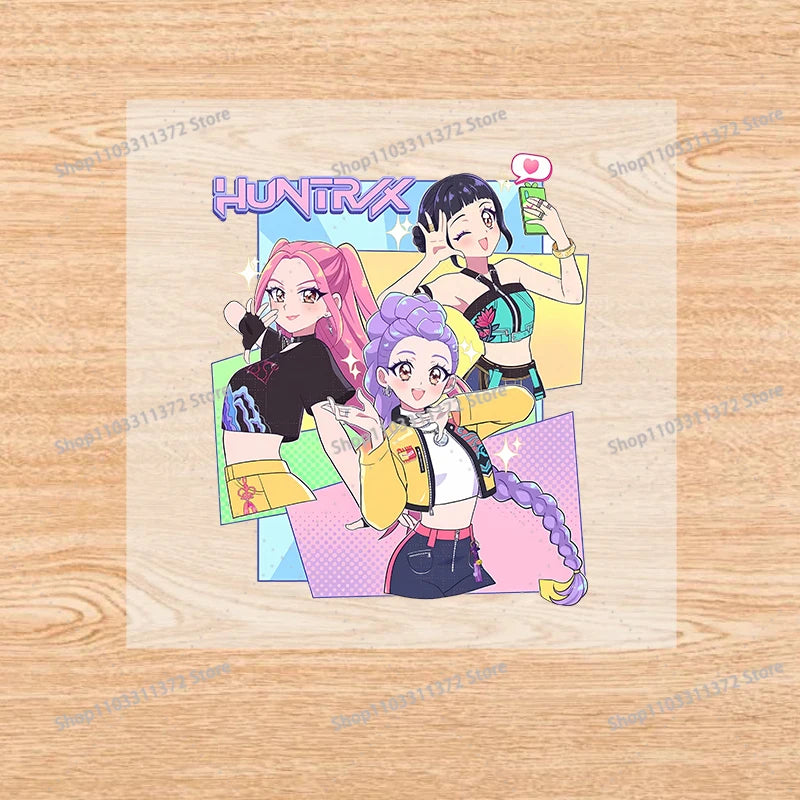 Move K-Pop Demon Hunters Iron on Patches Cute Cartoon Handbag Clothing Decals Fashion Heat Transfer Stickers Kawaii DIY Clothes