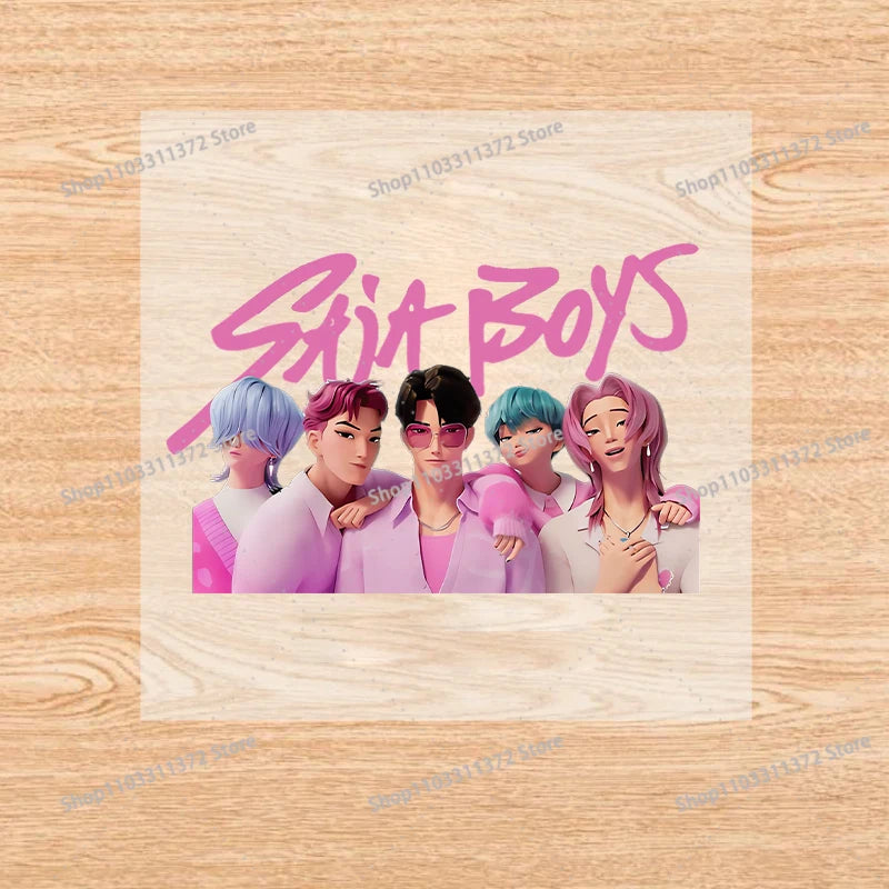 Move K-Pop Demon Hunters Iron on Patches Cute Cartoon Handbag Clothing Decals Fashion Heat Transfer Stickers Kawaii DIY Clothes