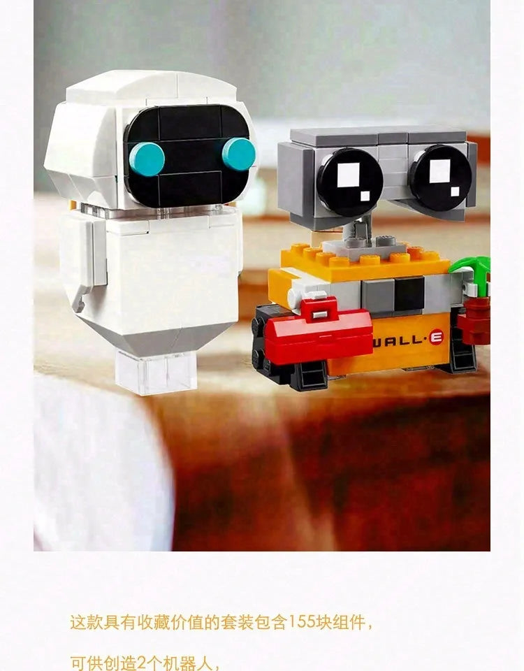 155PCS Series Wall E Cartoon The Robot Eva Blocks Classic Movie Anime Puzzle Assembly Building Block Toy Model Kits For Kid Gift