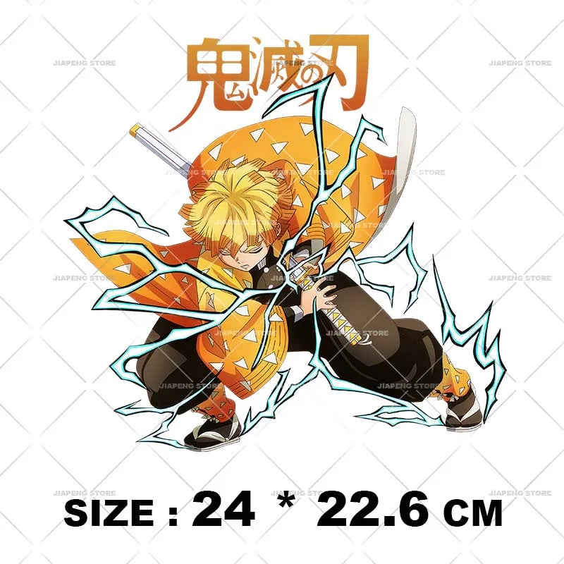Demon Slayer 3 T shirts Stickers Nezuko Zenitsu Hot Anime Iron on Patches Heat Transfers Vinyl For Clothes Cool Tanjirou Printed