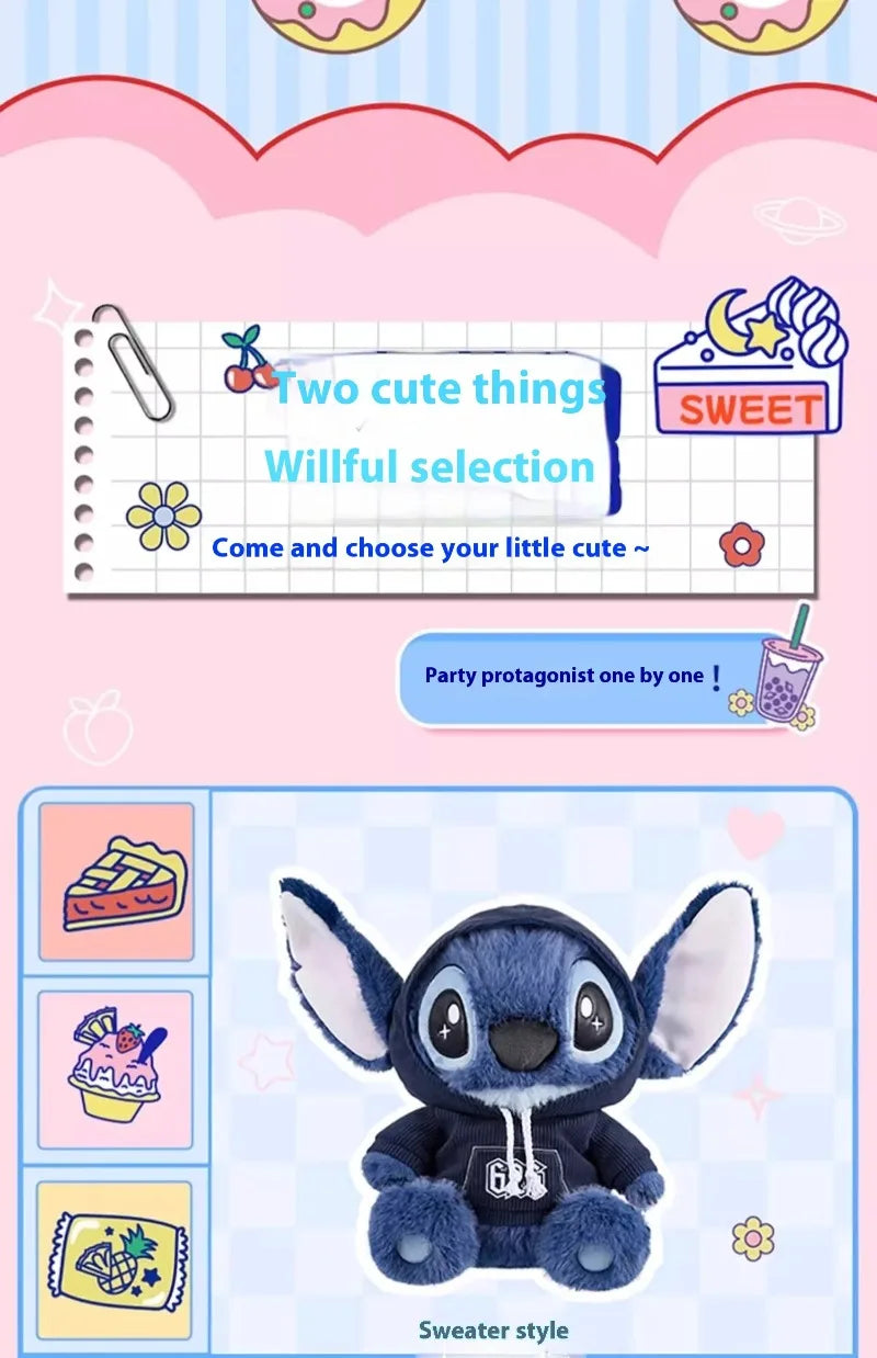 Stitch Plush Doll Stuffed Toy Cute Cartoon Character Wearing Hoodie Pants Perfect for Girlfriend Gifts Birthday Holidays Decor