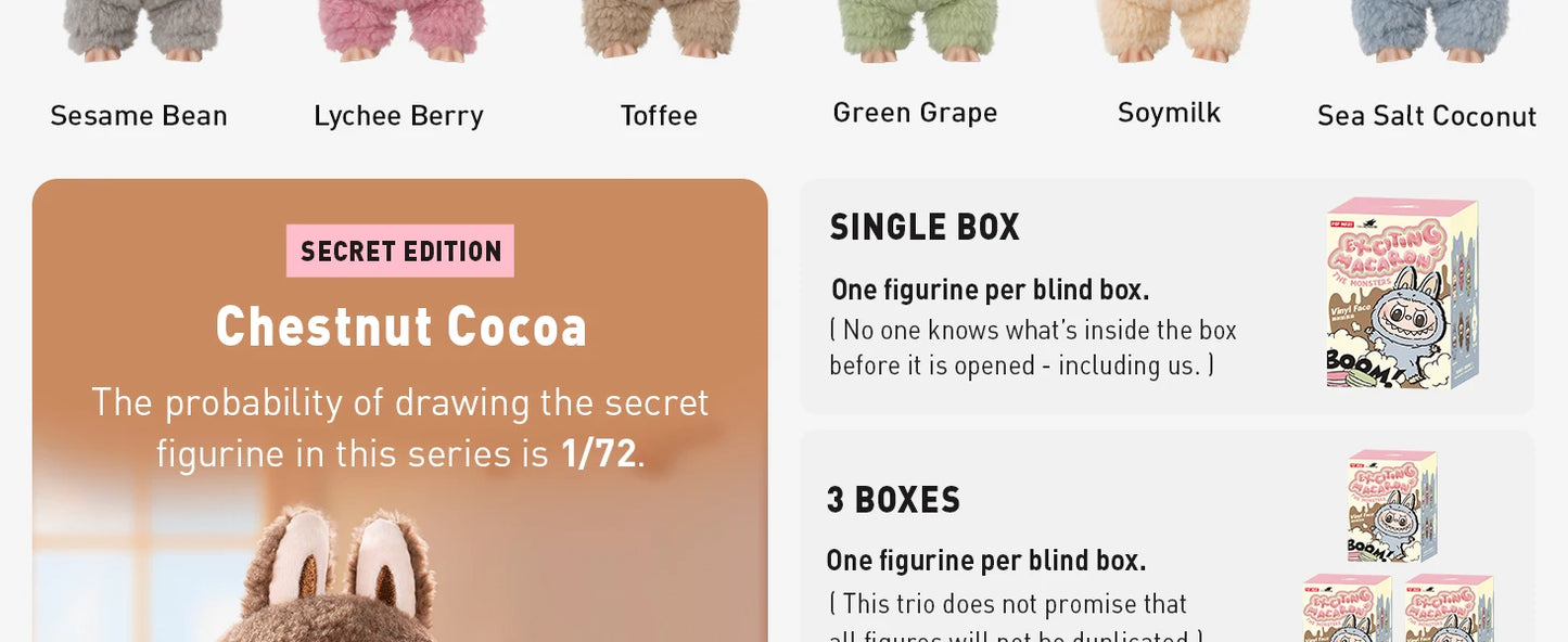 Cute LABUBU Plush Keychain Blind Box from Tasty Macarons Series by POP MART Soft Stuffed Animal Doll for Collectors Random