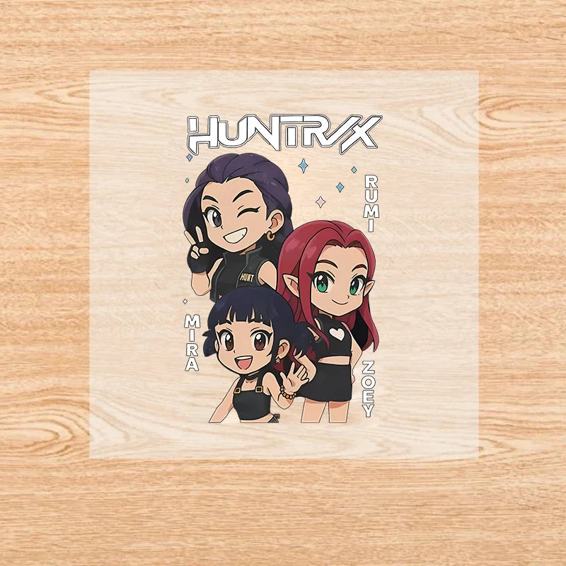 Move K-Pop Demon Hunters Iron on Patches Cute Cartoon Handbag Clothing Decals Fashion Heat Transfer Stickers Kawaii DIY Clothes