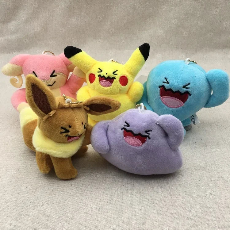 21PCs/set Pokemon Charmander Eevee Plush Doll Pendant Stuffed Bulbasaur Squirtle Pendant Plush Keychain