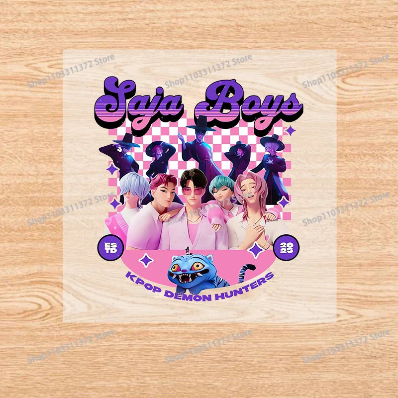 Move K-Pop Demon Hunters Iron on Patches Cute Cartoon Handbag Clothing Decals Fashion Heat Transfer Stickers Kawaii DIY Clothes