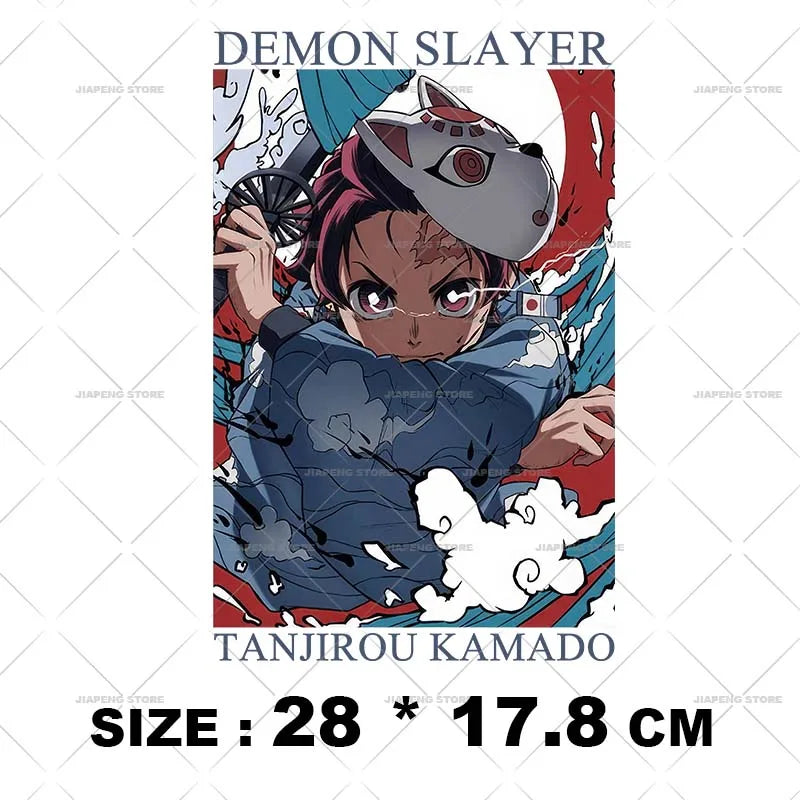Demon Slayer 3 T shirts Stickers Nezuko Zenitsu Hot Anime Iron on Patches Heat Transfers Vinyl For Clothes Cool Tanjirou Printed