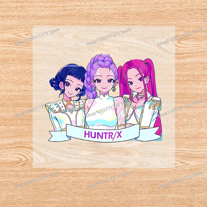 Move K-Pop Demon Hunters Iron on Patches Cute Cartoon Handbag Clothing Decals Fashion Heat Transfer Stickers Kawaii DIY Clothes