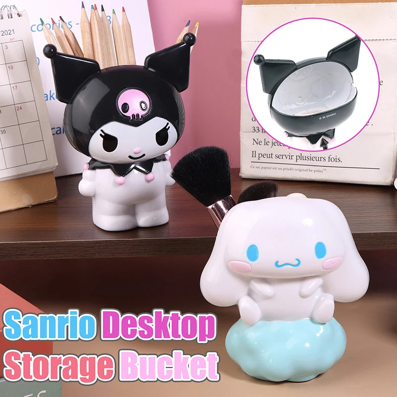Sanrio Kuromi Pen Holder Anime Cinnamoroll Stationery Makeup Brush Organizer Desktop Decoration Gifts Toy