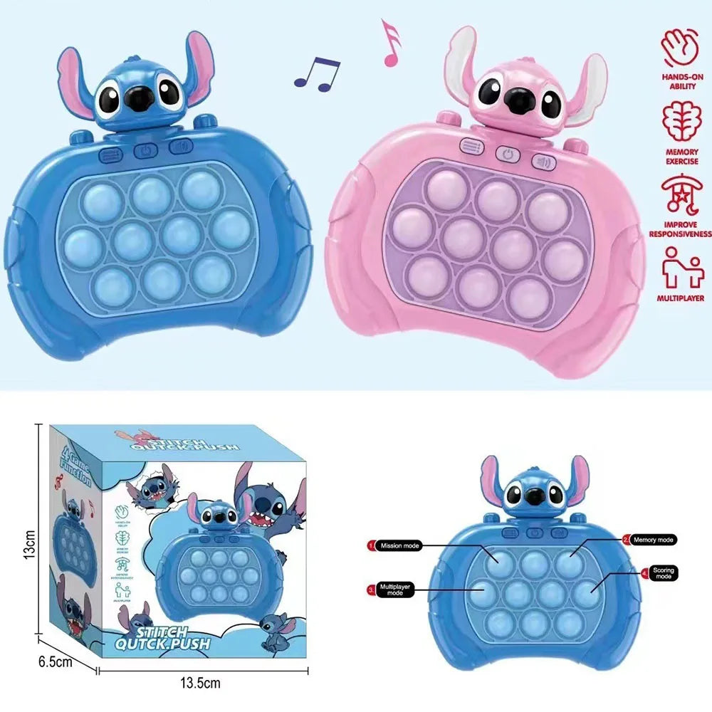 New Stitch Smile Quick Push Game Pop Up Fidget Bubble Electronic Pop it Pro Game Lightweight Anti-Stress Toy Adult Children Gift