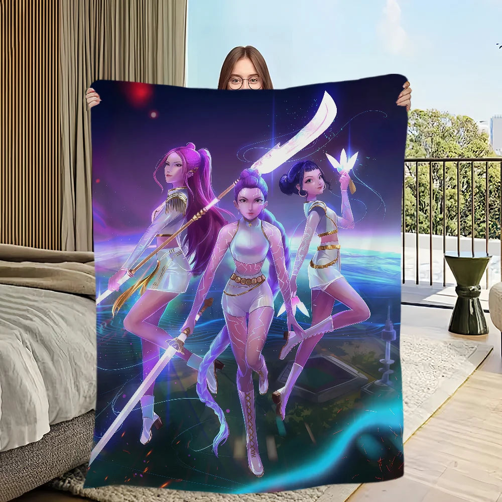Blanket KPop warm soft Demon plush blanket for sofa living room office bedroom travel Hunters gift Flannel