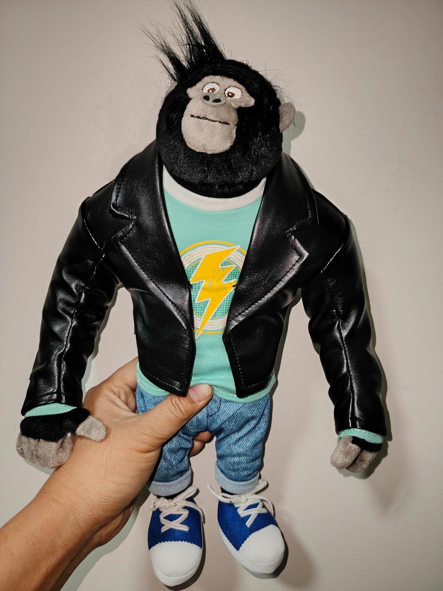 Collectible Johnny the Gorilla Plush Toy in Leather Jacket from the Animated Film 'Sing' at Beijing Movie Park