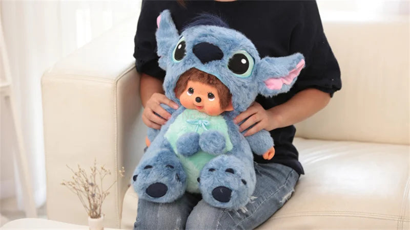 Disney20cm Monchhichis Transform Stitch Mickey Totoro Kiki Plush Toy Kawaii Stellalou Linabell Plushies Stuffed Doll Kids Gifts