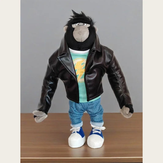 Collectible Johnny the Gorilla Plush Toy in Leather Jacket from the Animated Film 'Sing' at Beijing Movie Park
