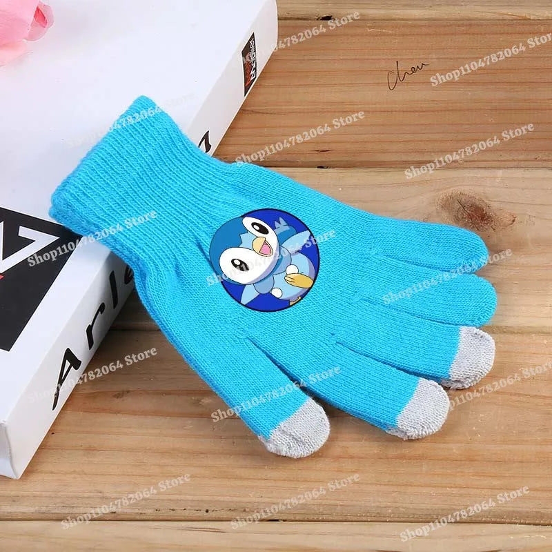 Pokemons Knitted Gloves Boys Girls Cartoon Anime Mittens Children's Autumn Winter Warm Touch Screen Mitts Glove Christmas Gifts