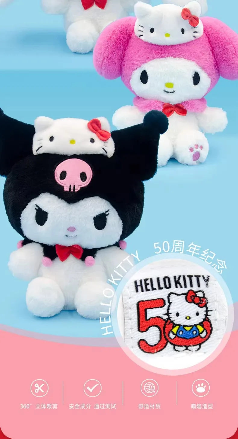 Sanrio Hello Kitty Anime Kuromi Melody Cartoon Cute Plush Stuffed Toys Soft Pillow Plushies Keyring Doll Birthday Gifts For Girl