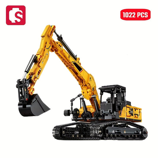 1022pcs SEMBO Excavator Building Blocks - City Construction Engineering Vehicle Models, Cars Assembly Bricks Toys for Creative DIY, Educational, Birthday, Holiday, and New Year Gifts for Boys