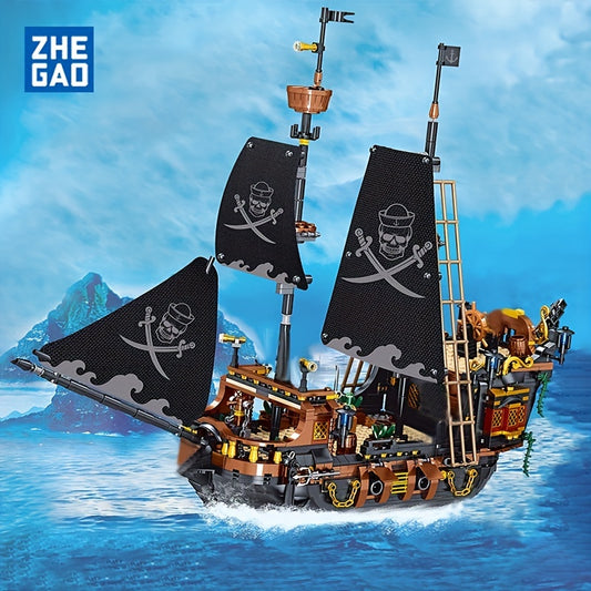 1328PCS Pirate Ship Adventure Creative Ship Island Storm Ship Flagship Movie Building Block Model Suitable For Children/ Adult, Collection Building Blocks, Halloween/Thanksgiving Day/Christmas gift