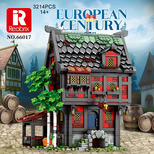 3214pcs Magnificent Crusader Hotel Building Blocks Set - Three-Layer Split Design, Intricate Interior Details, Large DIY Puzzle, Perfect for Christmas Gifts and Creative Play