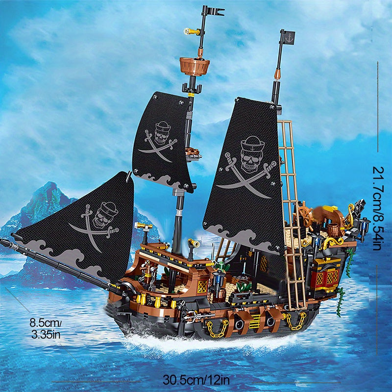 1328PCS Pirate Ship Adventure Creative Ship Island Storm Ship Flagship Movie Building Block Model Suitable For Children/ Adult, Collection Building Blocks, Halloween/Thanksgiving Day/Christmas gift