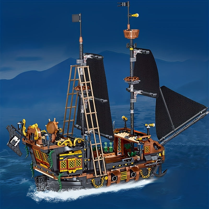 1328PCS Pirate Ship Adventure Creative Ship Island Storm Ship Flagship Movie Building Block Model Suitable For Children/ Adult, Collection Building Blocks, Halloween/Thanksgiving Day/Christmas gift
