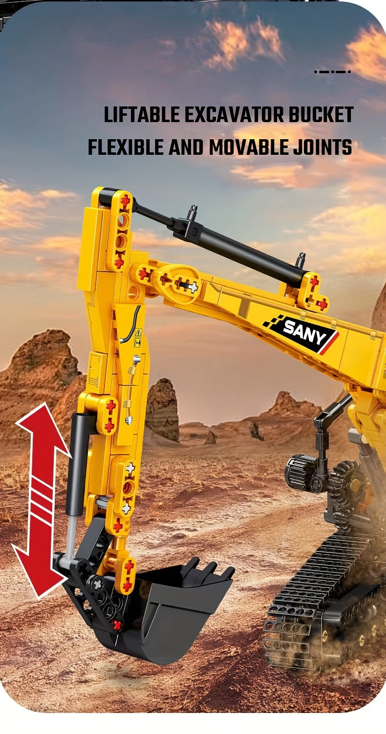1022pcs SEMBO Excavator Building Blocks - City Construction Engineering Vehicle Models, Cars Assembly Bricks Toys for Creative DIY, Educational, Birthday, Holiday, and New Year Gifts for Boys