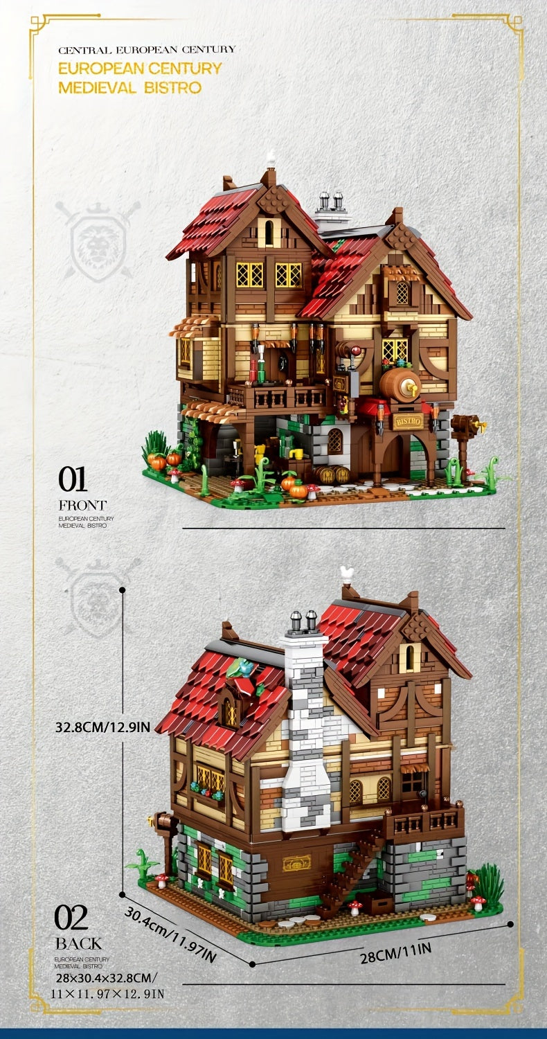 Retro Tavern Building Blocks - DIY Creative Educational Assembly Toys for Family Festival, Decorations, and Holiday Gifts - Perfect for Thanksgiving Day and Christmas Celebrations